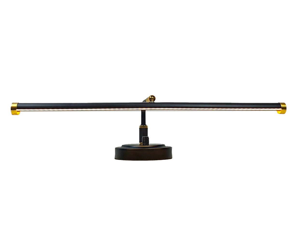 LED Upright Piano Lamp – Matte Black with Brass Accents - Dimmable