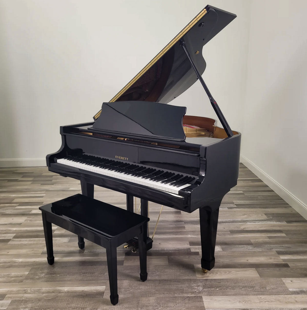 wood top piano bench high polish black spade legs