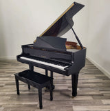 wood top piano bench high polish black spade legs