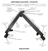 Jansen J4002 Yamaha N3 dolly assembly diagram showing arm lengths, brackets, and hardware