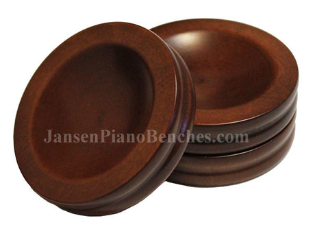 walnut piano caster cups Jansen satin finish