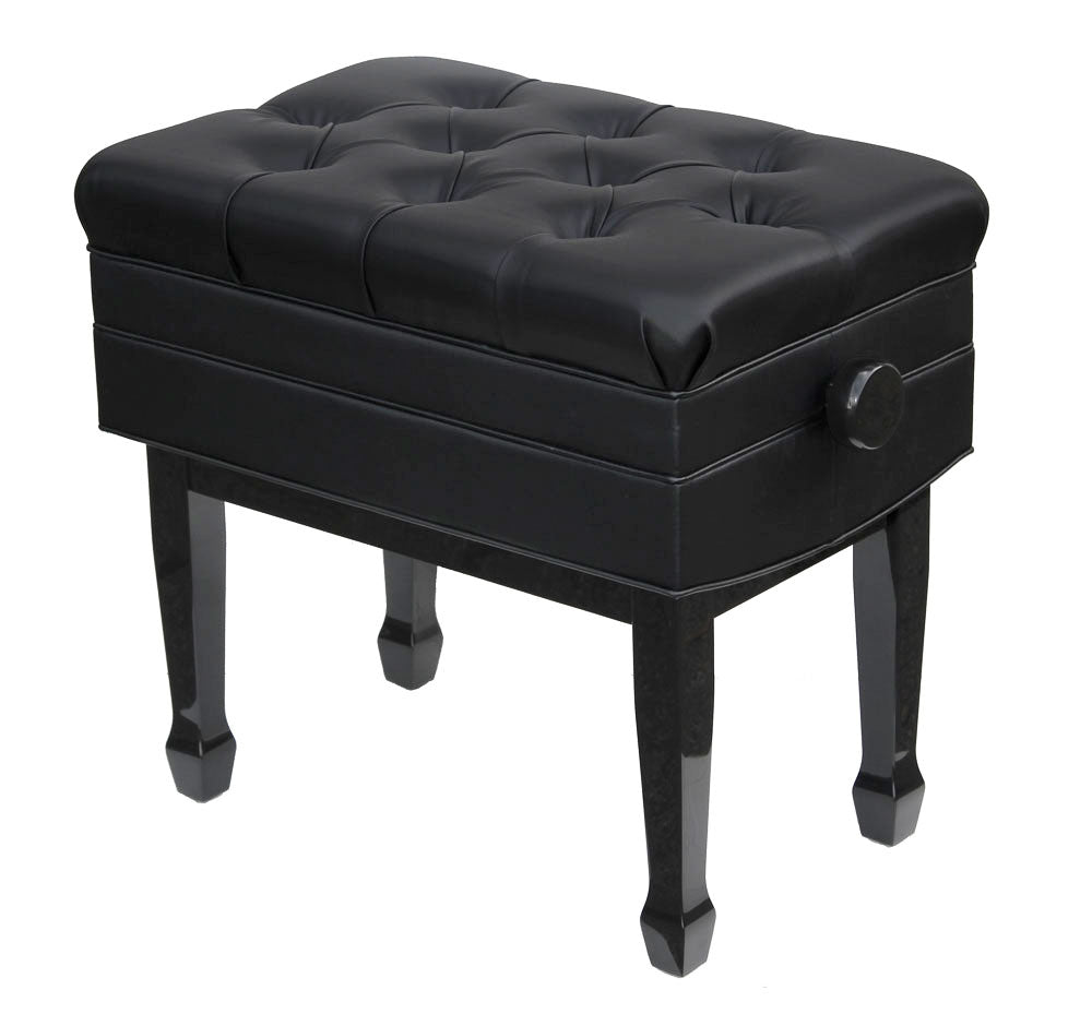 black adjustable piano bench with storage