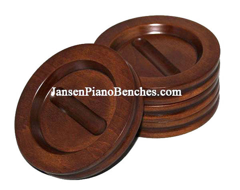 piano caster cups with satin walnut finish by Jansen