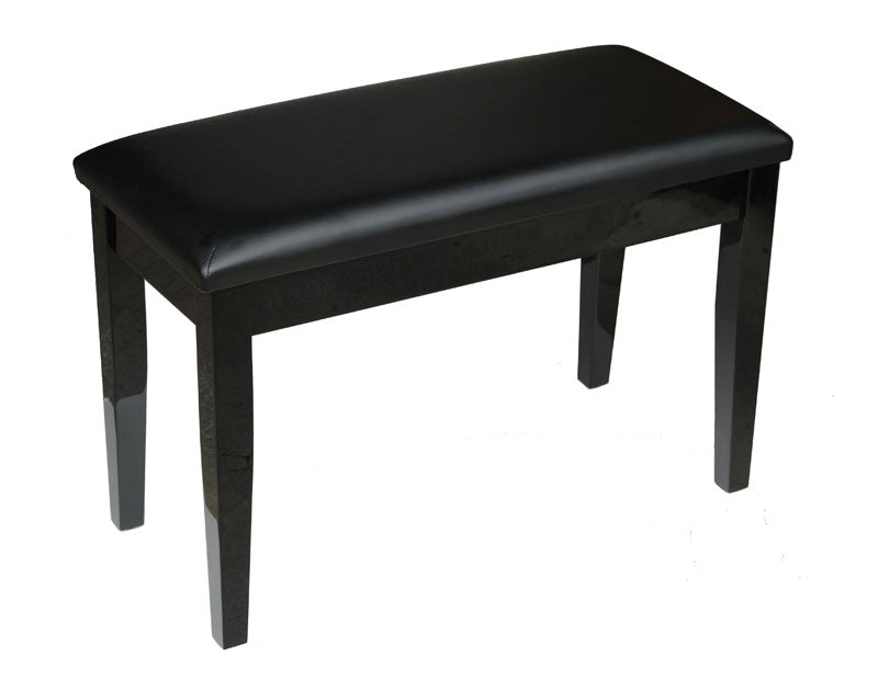 Padded Top Black High Polish Piano Bench with Music Storage Compartment