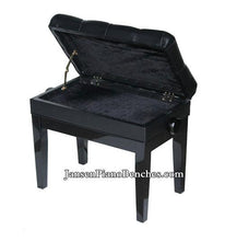Load image into Gallery viewer, High Polish Black Adjustable Piano Bench with Storage Open Box