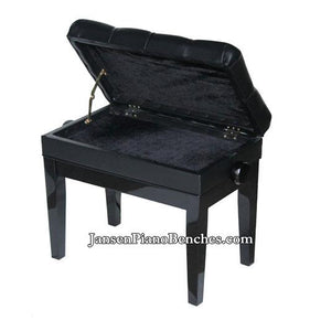 High Polish Black Adjustable Piano Bench with Storage Open Box