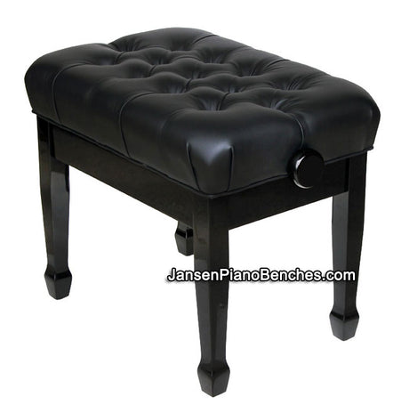 black piano bench adjusts in height
