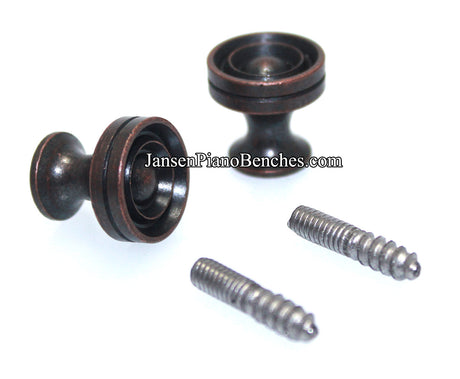 piano desk knobs antique bronze with wood screws