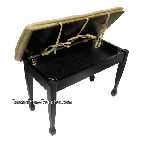 beige piano bench cushion with 3 ties