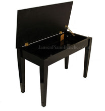 Load image into Gallery viewer, ebony high polish jansen piano bench upright wood top