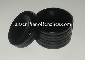 piano caster cups black satin finish