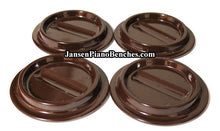 Load image into Gallery viewer, brown lucite piano caster cups plastic for mahogany walnut pianos