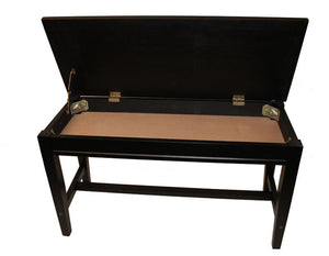 Black High Polish Piano Bench with Crossbar - Open Box