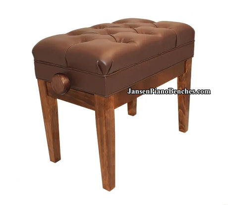 high polish walnut adjustable height piano bench with music storage