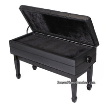 Load image into Gallery viewer, Black High Polish Duet Artist Bench with Music Storage