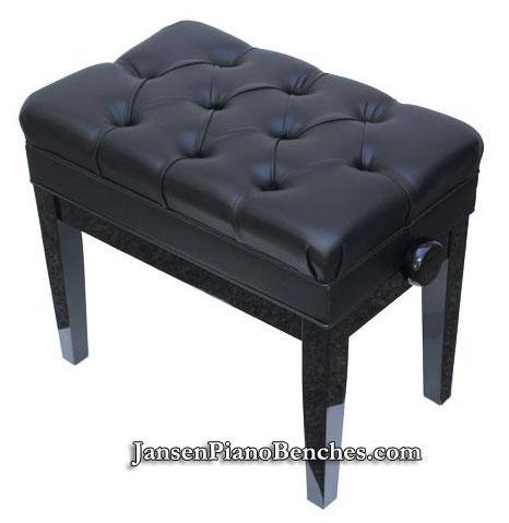 High Polish Black Adjustable Piano Bench with Storage Open Box