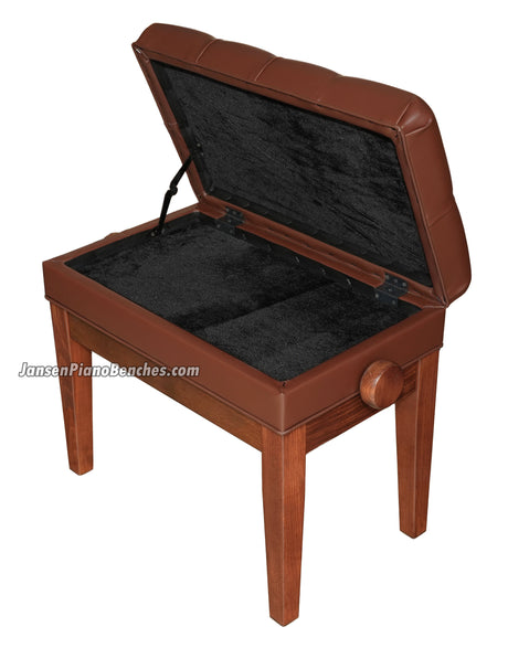 adjustable piano bench with music storage walnut