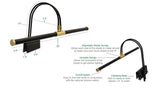 22" LED Grand Piano Lamp - Black with Brass Accents GPLED22
