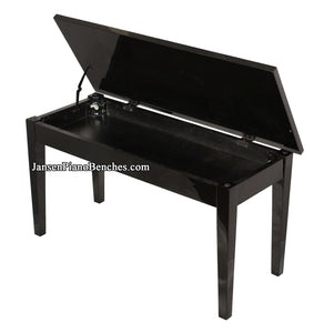 high gloss ebony piano bench with sheet music storage