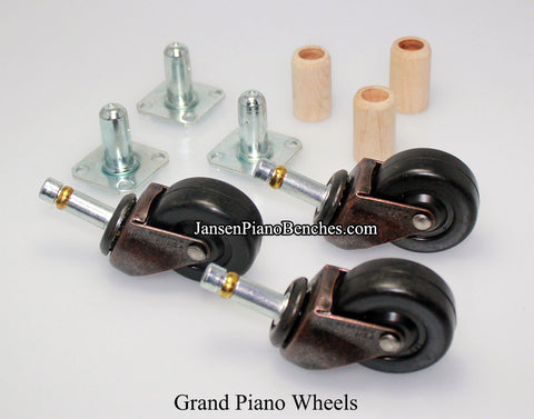 Rubber piano wheel and caster