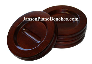 Jansen grand piano caster cups in mahogany 5.5" pad