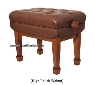 piano bench adjustable walnut high polish