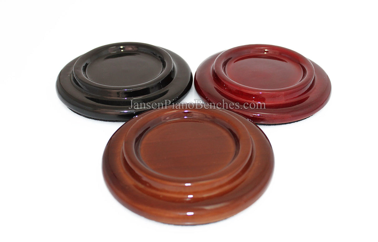 5" High Polish Wood Piano Caster Cups