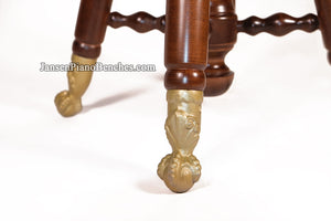 Piano Stool With Antique Brass Claw Feet