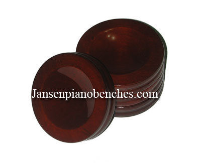 high polish mahogany caster cups for piano