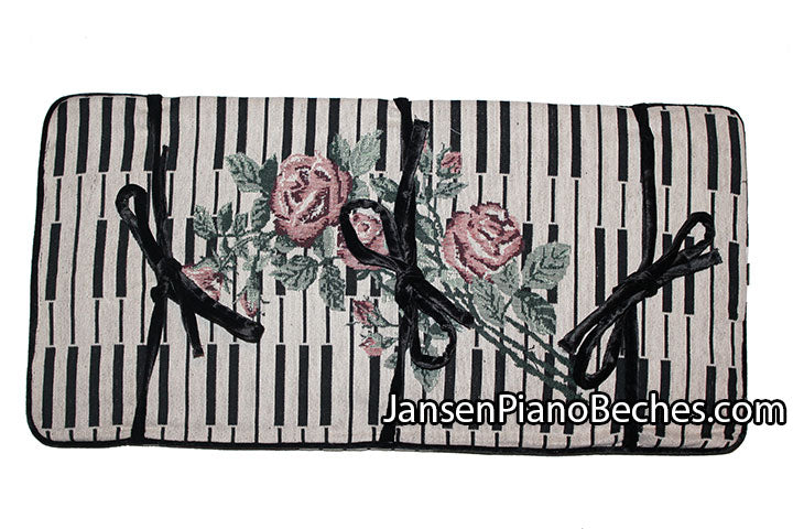 Keyboard & Rose Piano Bench Cushion - 14