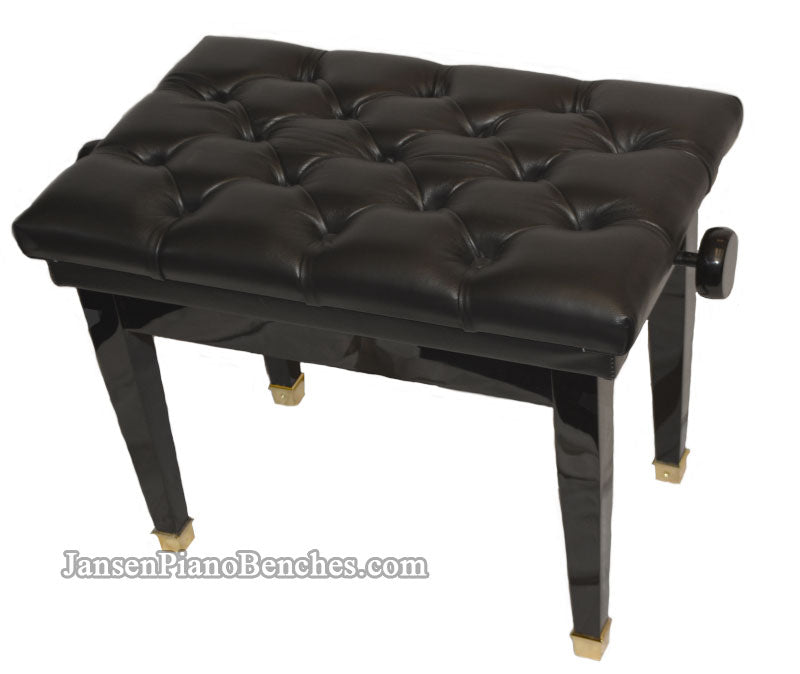 leather adjustable piano bench black high polish