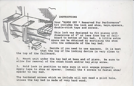 piano lock instructions for installation