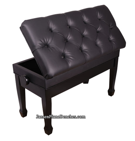 height adjustable duet piano bench in satin ebony finish