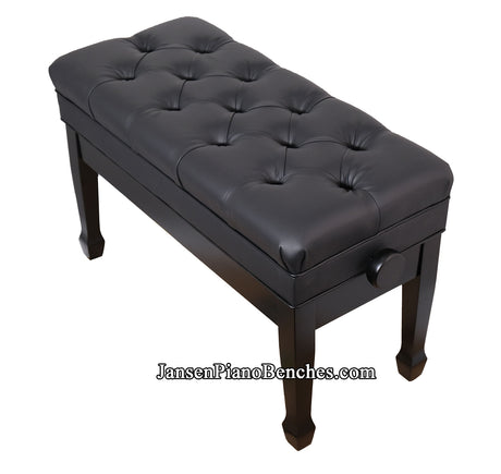duet adjustable piano bench with padded seat satin black