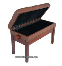 Load image into Gallery viewer, duet adjustable piano bench with storage walnut finish