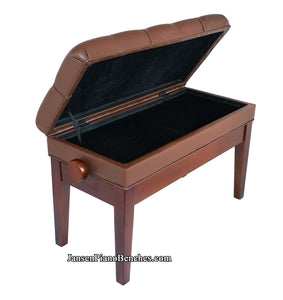 duet adjustable piano bench with storage walnut finish