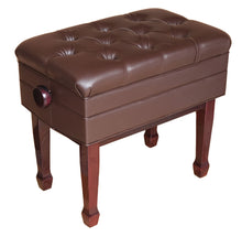 Load image into Gallery viewer, mahogany adjustable piano bench with music storage compartment