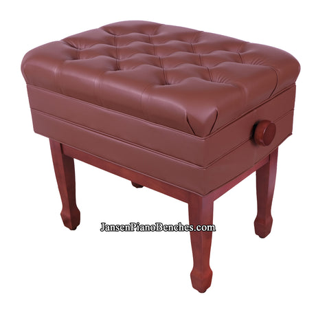 mahogany artist piano bench with music storage