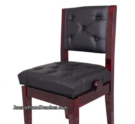 mahogany piano chair tufted high polish