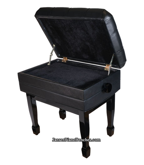 piano artist bench with music storage compartment