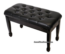 Load image into Gallery viewer, padded piano bench with storage black polish