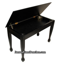 Load image into Gallery viewer, piano bench with sheet music storage black schaff