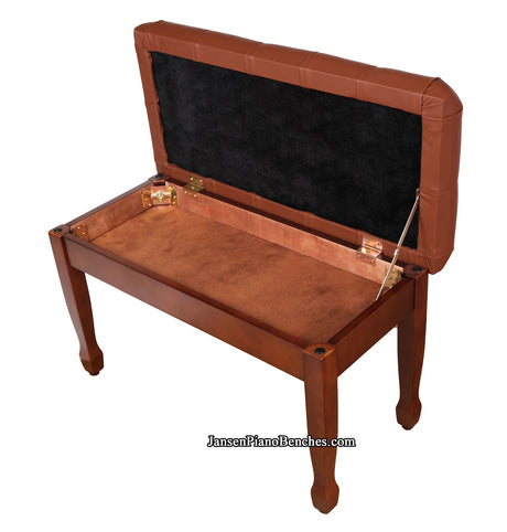 piano bench with storage satin walnut