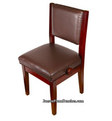 Satin Mahogany Adjustable Piano Chair - Padded Back