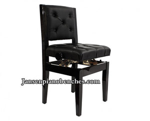 Black Adjustable Piano Chair Padded