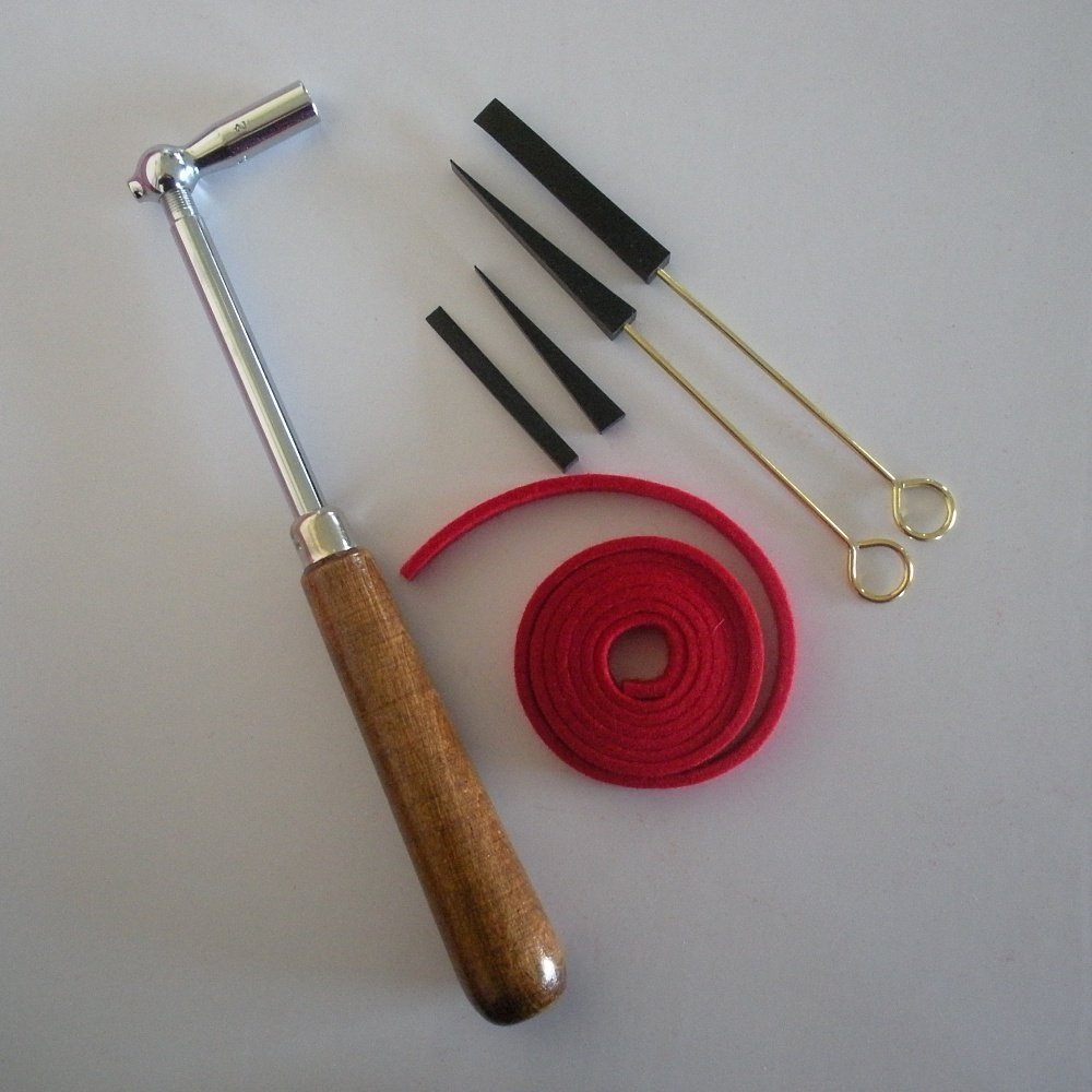 Professional piano tuning kit with mutes and tuning hammer