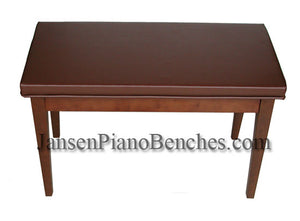 piano bench satin walnut finish brown vinyl padded top