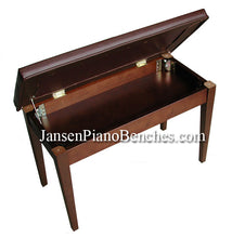 Load image into Gallery viewer, Walnut Piano Bench upholstered top sheet music storage