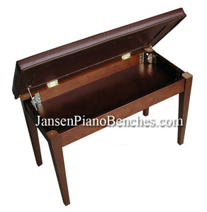 Walnut Piano Bench upholstered top sheet music storage