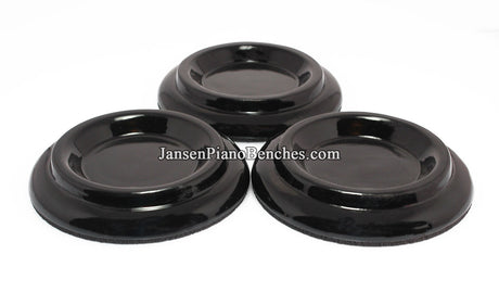 polished black piano caster cups